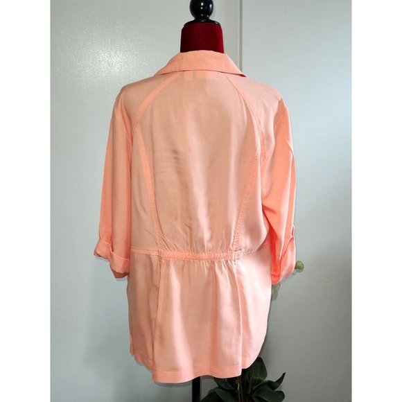 NWT Chico's Twill Utility Lightweight Jacket Women's Royal Peach Size 2 /L 1047 - Picture 3 of 10